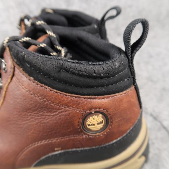 Timberland Shoes Kids 2.5 Hiking Boots Outdoor Leather Ankle Lace Up Brown Black - Picture 6 of 14